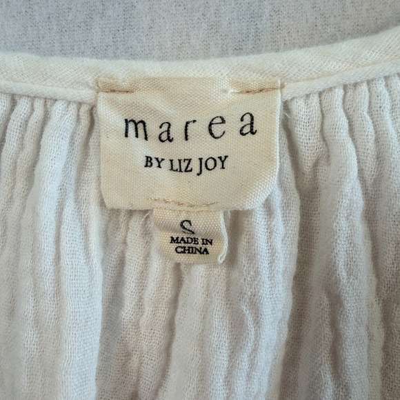Marea by Liz Joy Everly Cotton Gauze Peasant Top Size S Boho Fairy Coastal - Picture 5 of 7